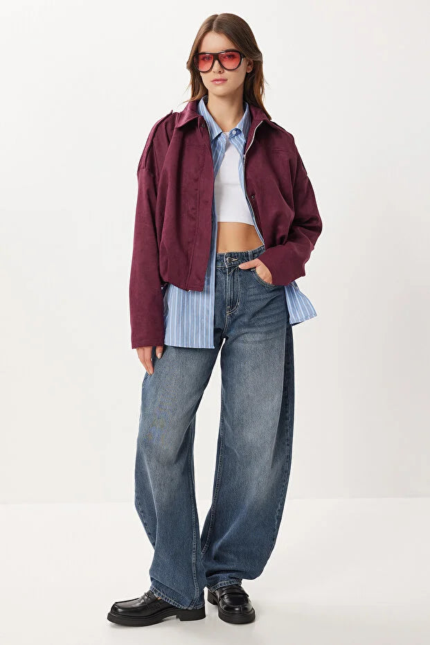 Süet Görünümlü Bomber Ceket