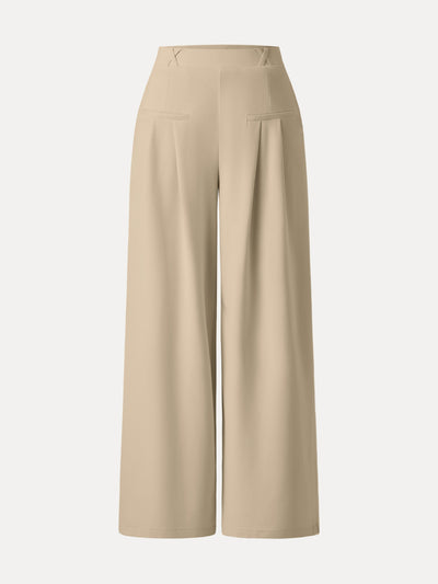 Bambu Ponte Geniş Paça Pantolon Orta Bel ve Cep Detaylı