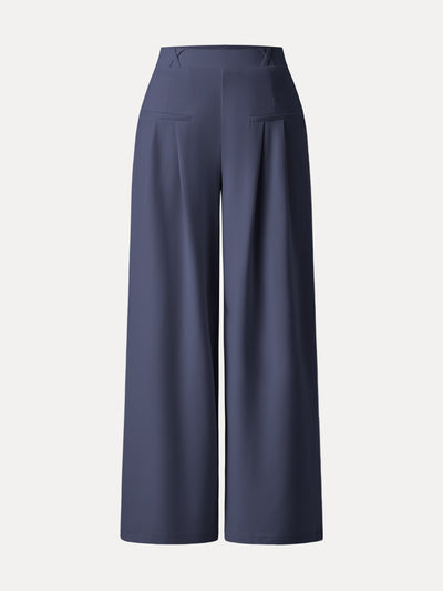 Bambu Ponte Geniş Paça Pantolon Orta Bel ve Cep Detaylı