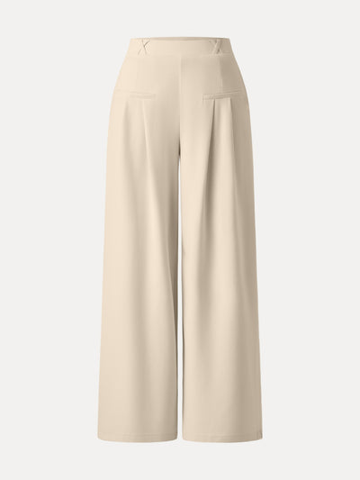 Bambu Ponte Geniş Paça Pantolon Orta Bel ve Cep Detaylı