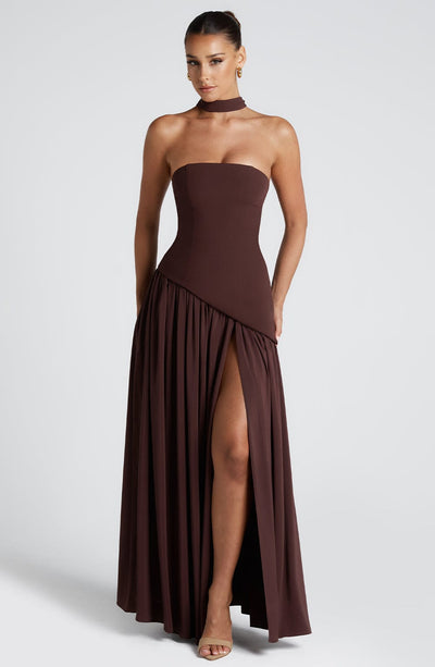 Maliyah Maxi Elbise - Kahverengi
