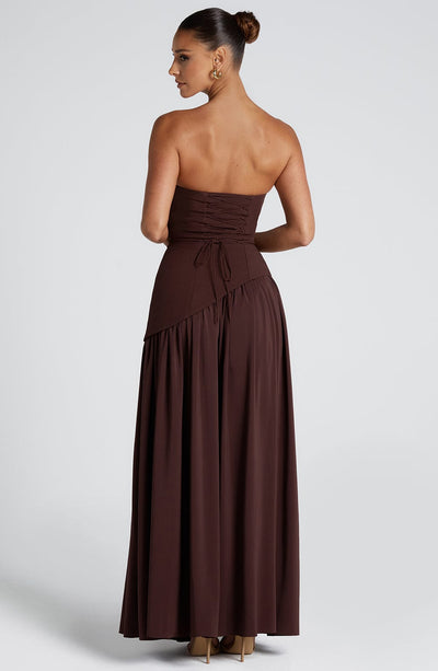 Maliyah Maxi Elbise - Kahverengi
