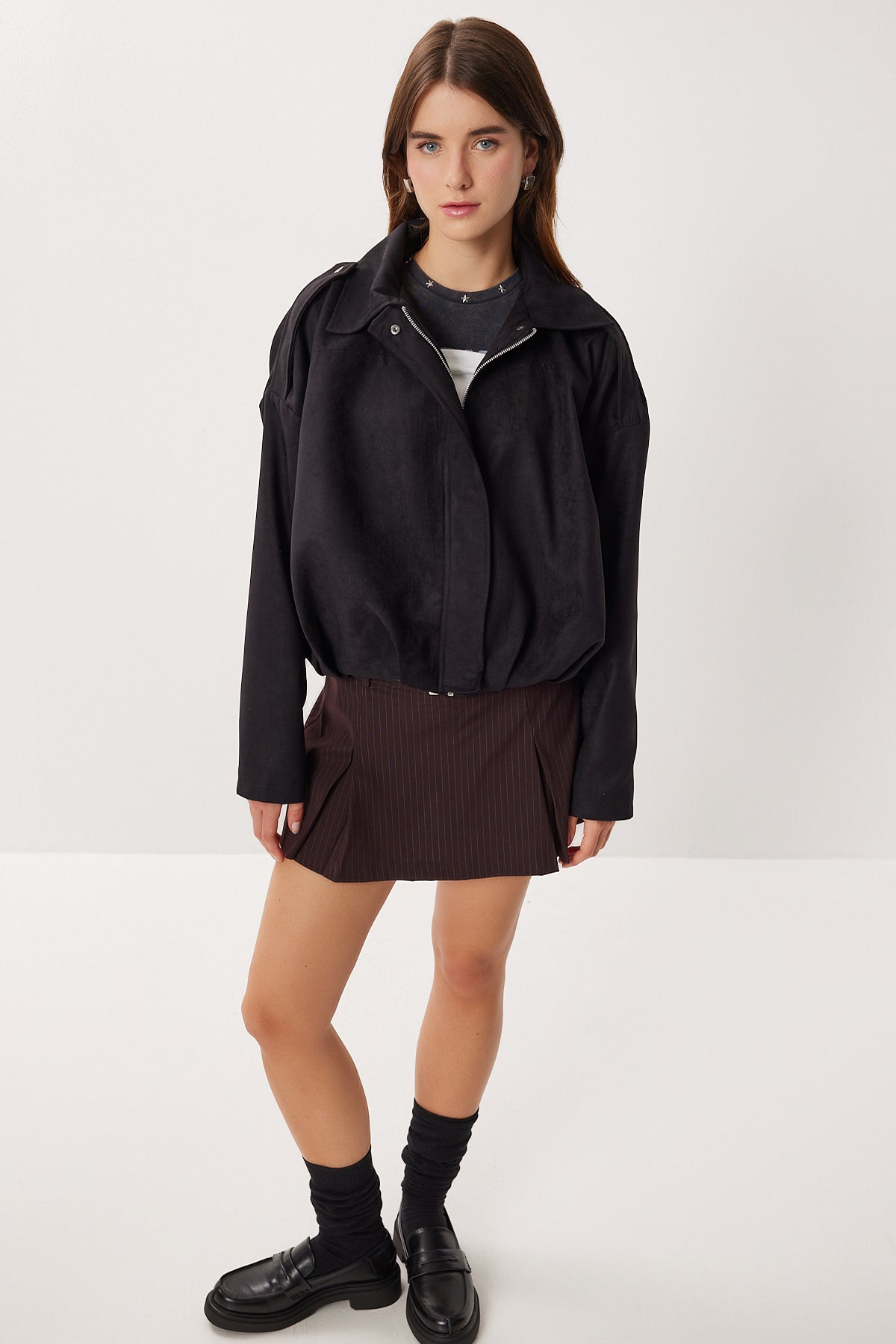 Süet Görünümlü Bomber Ceket